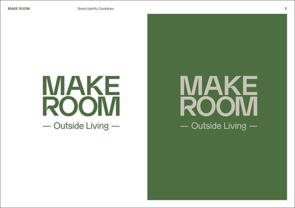 branding posters for Make Room, left poster is white with green text and right poster is green with grey text to show everything you should know about rebranding
